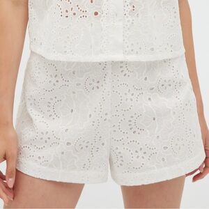 High Waist White Lace Lisette Shorts by Hill House Home